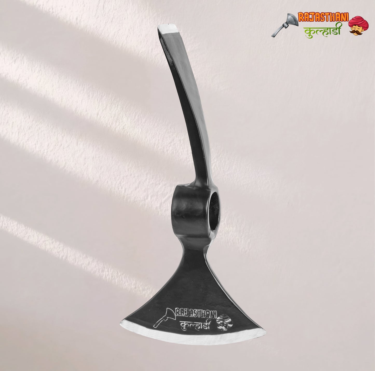 KULHADIWALA 2-in-1 Heavy Metal Axe (Kulhadi) & Khurpi with Free Wooden Handle (15 Inch)