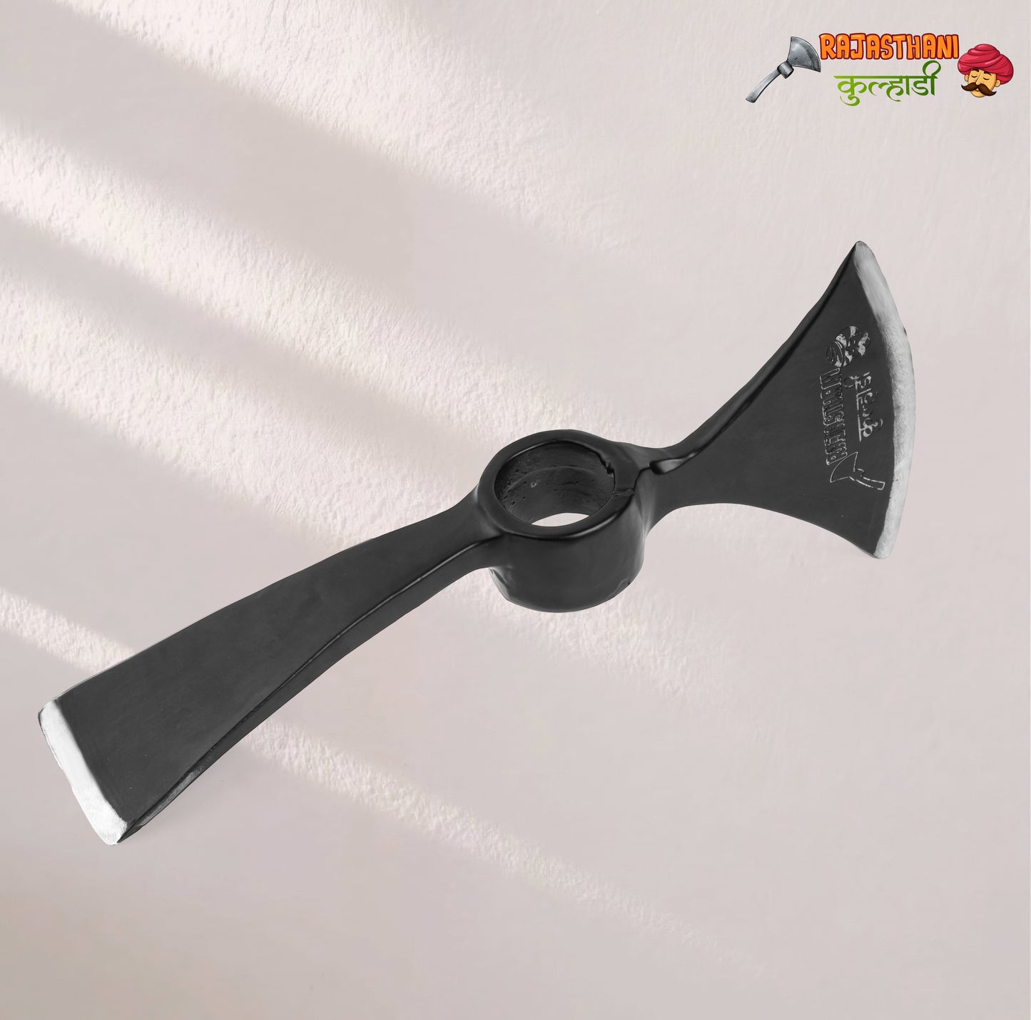 KULHADIWALA 2-in-1 Heavy Metal Axe (Kulhadi) & Khurpi with Free Wooden Handle (15 Inch)